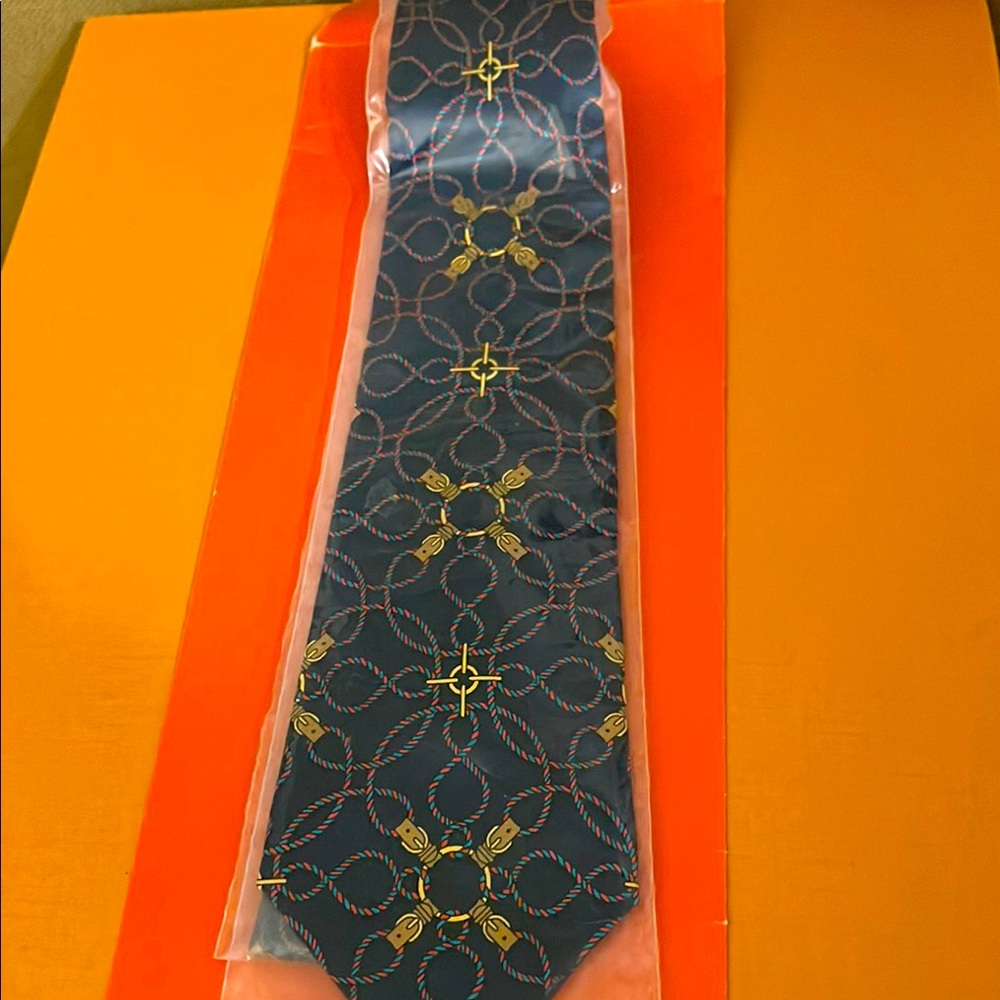 Elegant Blue and Gold Men's Tie